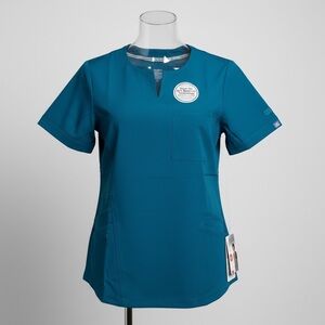 Cuddl Duds Teal Short Sleeve Women's Scrub Top Small